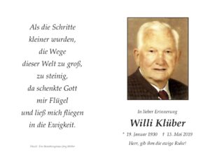 Sterbebildchen_Klüber_Willi